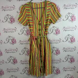 Spighe Di Lino | Dresses | Nwt Italy Linen Blend Spighe Di Lino Striped  Floral Midi Dress W Belt Size Xl | Poshmark